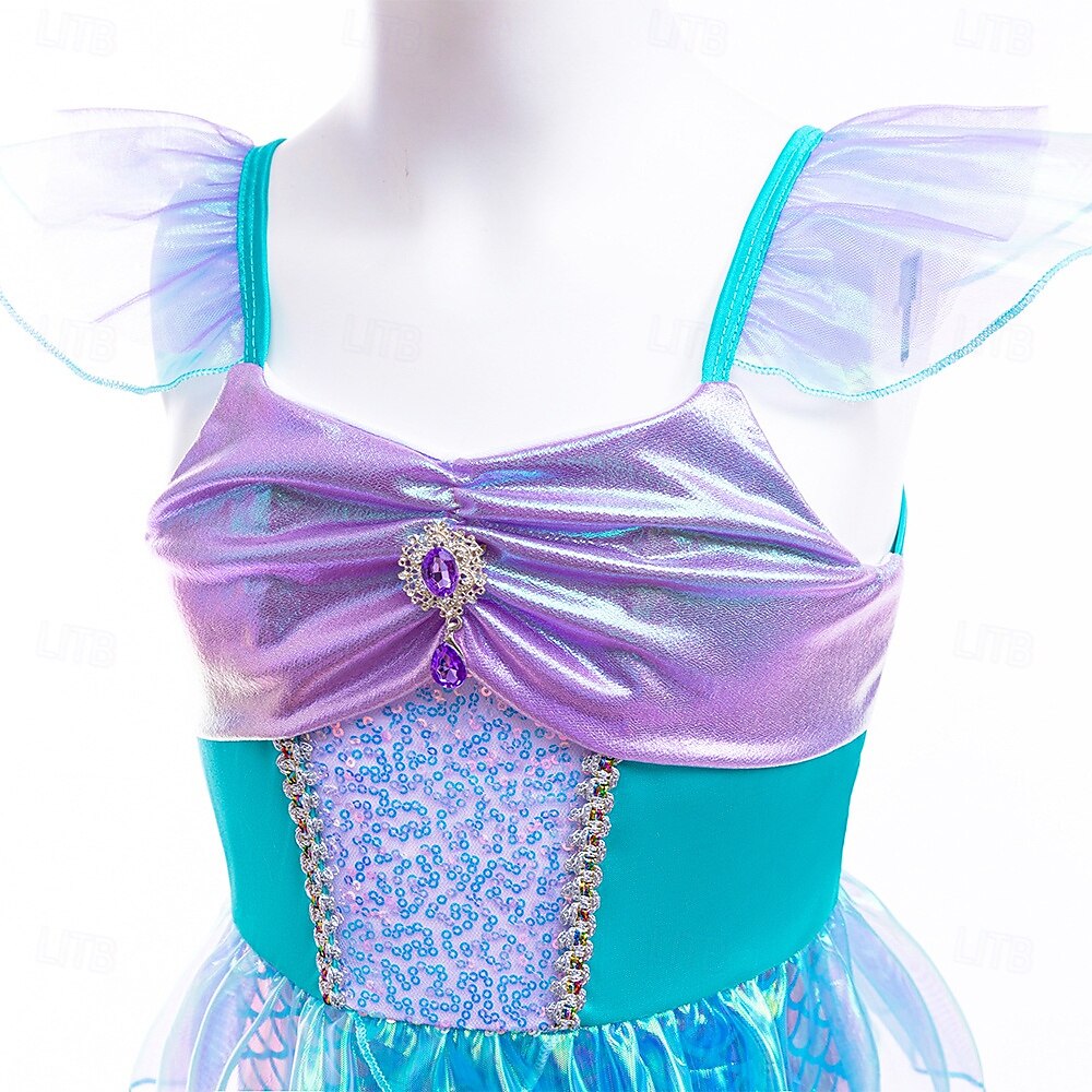 Kinderen Voor meisjes Zeemeermin zwemkleding Badmode Strand Kinderdag Weegschalen leuke Style Netstof Badpakken 4-7 jaar Zomer blauw 2025 - $39.99 –P2