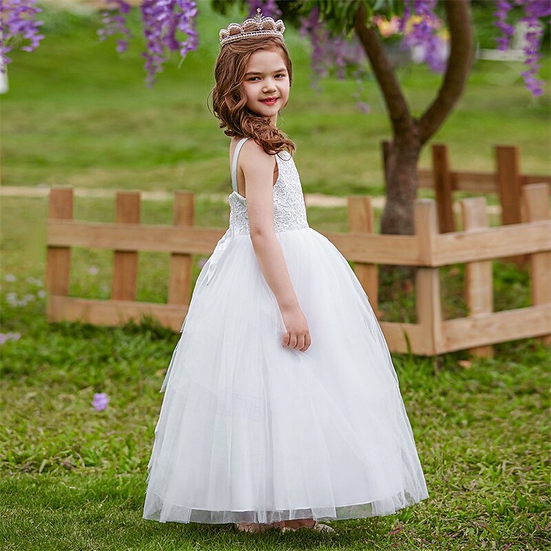 Vestido para Meninas das Flores Crianças Para Meninas Vestido de princesa Espetáculo Casamento Festa Elegante Lindo Com Transparência Côr Sólida Sem Manga Gola Redonda Branco Rosa 4 anos + de 2025 por $42.99 –P6