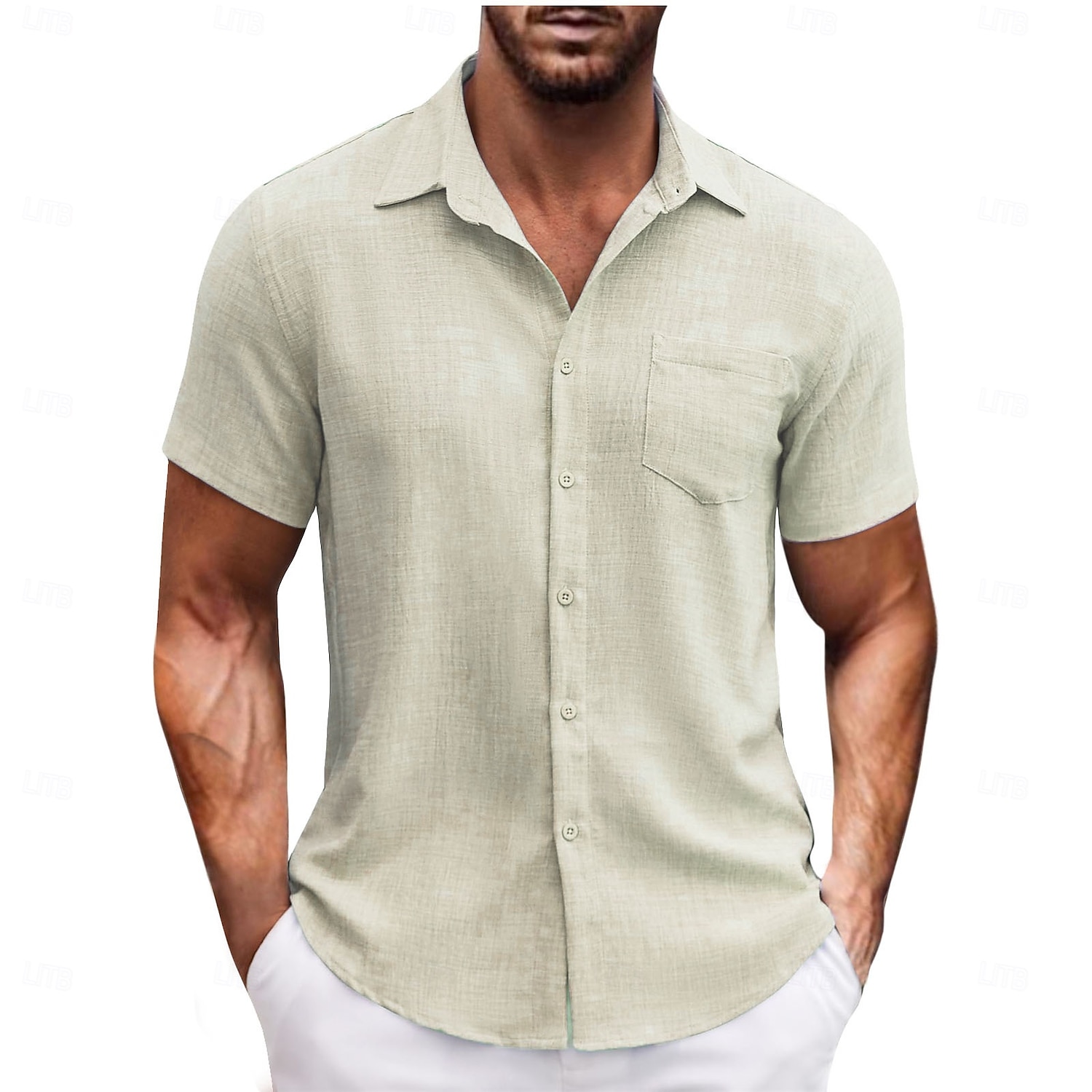 Men's Shirt Summer Shirt Casual Shirt Beach Shirt Button Up Shirt Black Navy Blue Dark Green Brown Light Grey Short Sleeve Plain Vacation Daily Clothing Apparel Fashion Casual Comfortable 2026 - $25.99 –P5