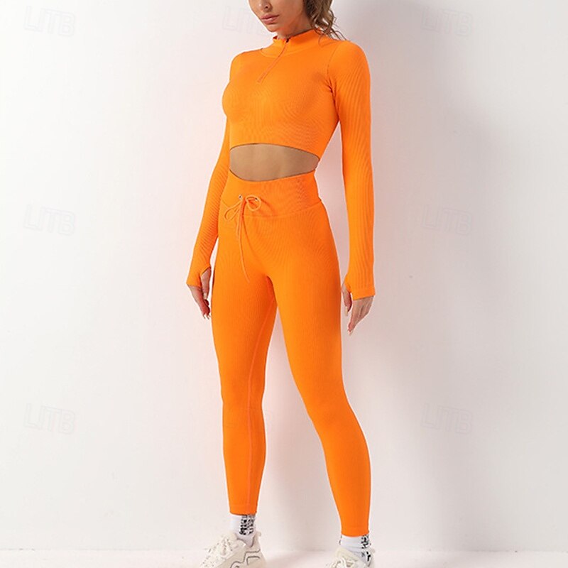 Mujer Conjunto de Ropa Fitness Sujetador deportivo con medias Mono de Fitness 2 Piezas Color sólido Mallas Leggings Trajes de Yoga Negro Blanco Yoga Aptitud física Entrenamiento de gimnasio Alta 2025 - $33.59 –P9