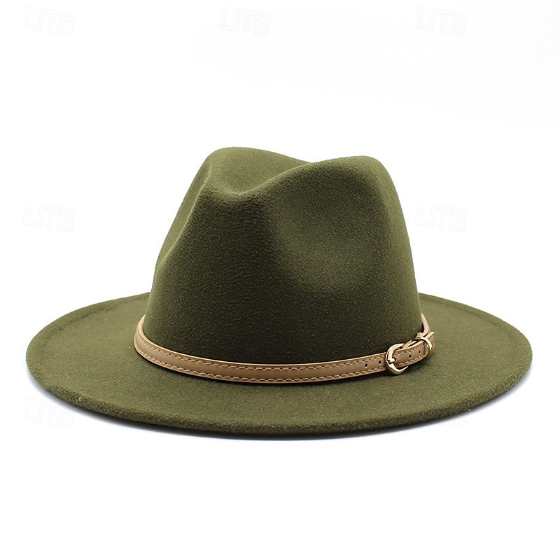 Men's Kentucky Derby Hat Sun Hat Cowboy Hat Fedora Trilby Hat Black White Woolen Vintage Style Fashion 18th Century State of Texas Daily Theme Party Solid / Plain Color Sunscreen Cosplay 2025 - $9.99 –P6