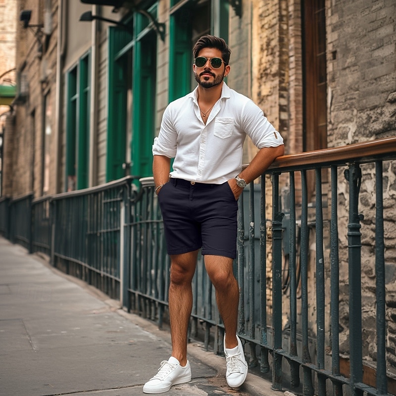 Men's Dress Shorts Work Shorts Casual Shorts Golf Shorts Pocket Straight Leg Solid Colored Comfort Wearable Knee Length Outdoor Daily Streetwear Stylish Black Brown 2026 - $25.99 –P7