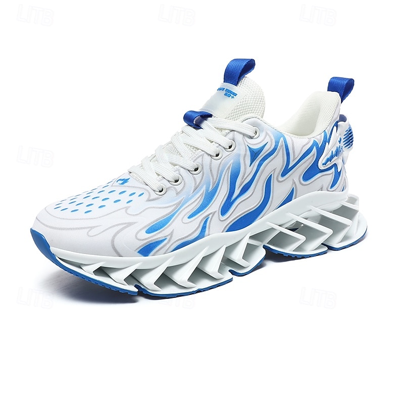 sneakers da uomo verde neon con fiamme, design audace a onde con tomaia traspirante e suola ammortizzata, perfette per lo streetwear e uno stile di vita attivo del 2025 a $54.99 –P5