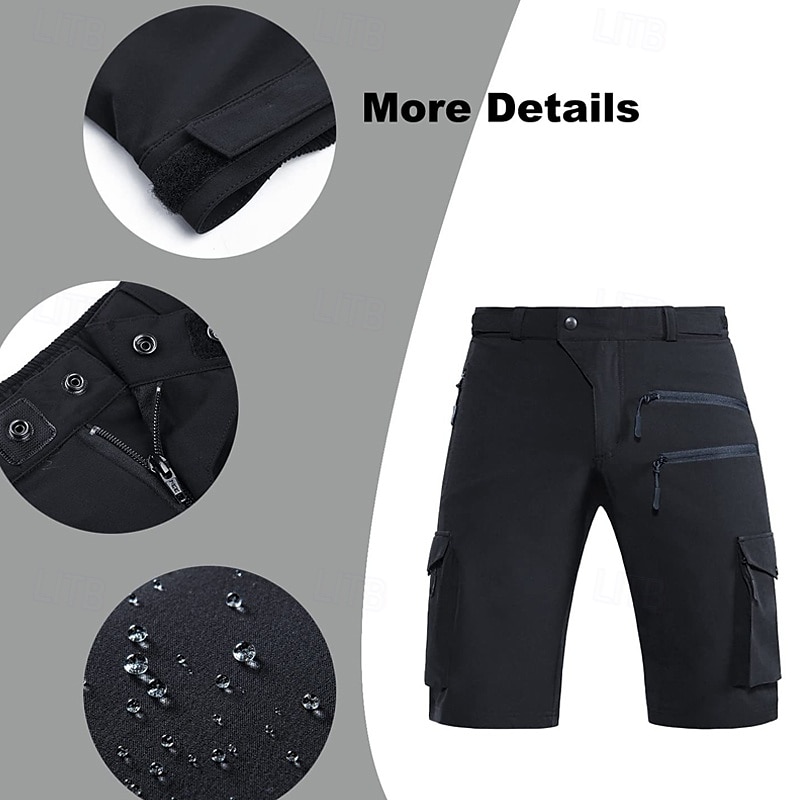 Men's Cargo Shorts Camping Shorts Shorts Hiking Shorts Elastic Waist Multi Pocket Plain Waterproof Quick Dry Knee Length Sports Outdoor Daily Camping & Hiking Classic Style Athleisure Black Blue 2025 - $29.99 –P5