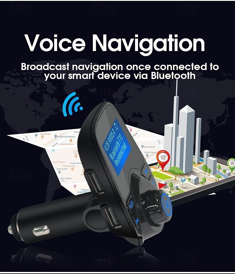 FM Transmitter AUX Audio Stereo Receiver Car MP3 Player Dual USB Car Charger Handfree BT 5.0 Car Kit 2025 - $43.99 –P7