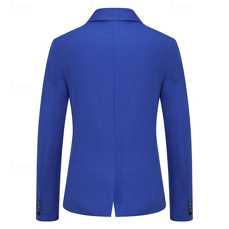 Herren Blazer Sakko Geschäft Cocktailparty Hochzeitsfeier Modisch Brautkleider schlicht Frühling & Herbst Baumwollmischung Farbblock Patchwork Knopf Komfortabel Einreihiger Verschluss Blazer Schwarz 2025 - $44.99 –P13