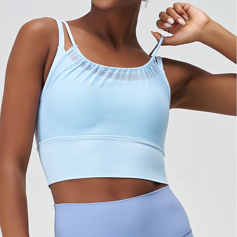 Per donna Reggiseno sportivo Girocollo Traspirante, Leggero, Confortevole Senza schiena Senza Maniche Sostegno leggero Gli sport Tinta unica Reggiseni sportivi, Canotta Per Yoga, Fitness, Allenamento del 2025 a $30.99 –P4