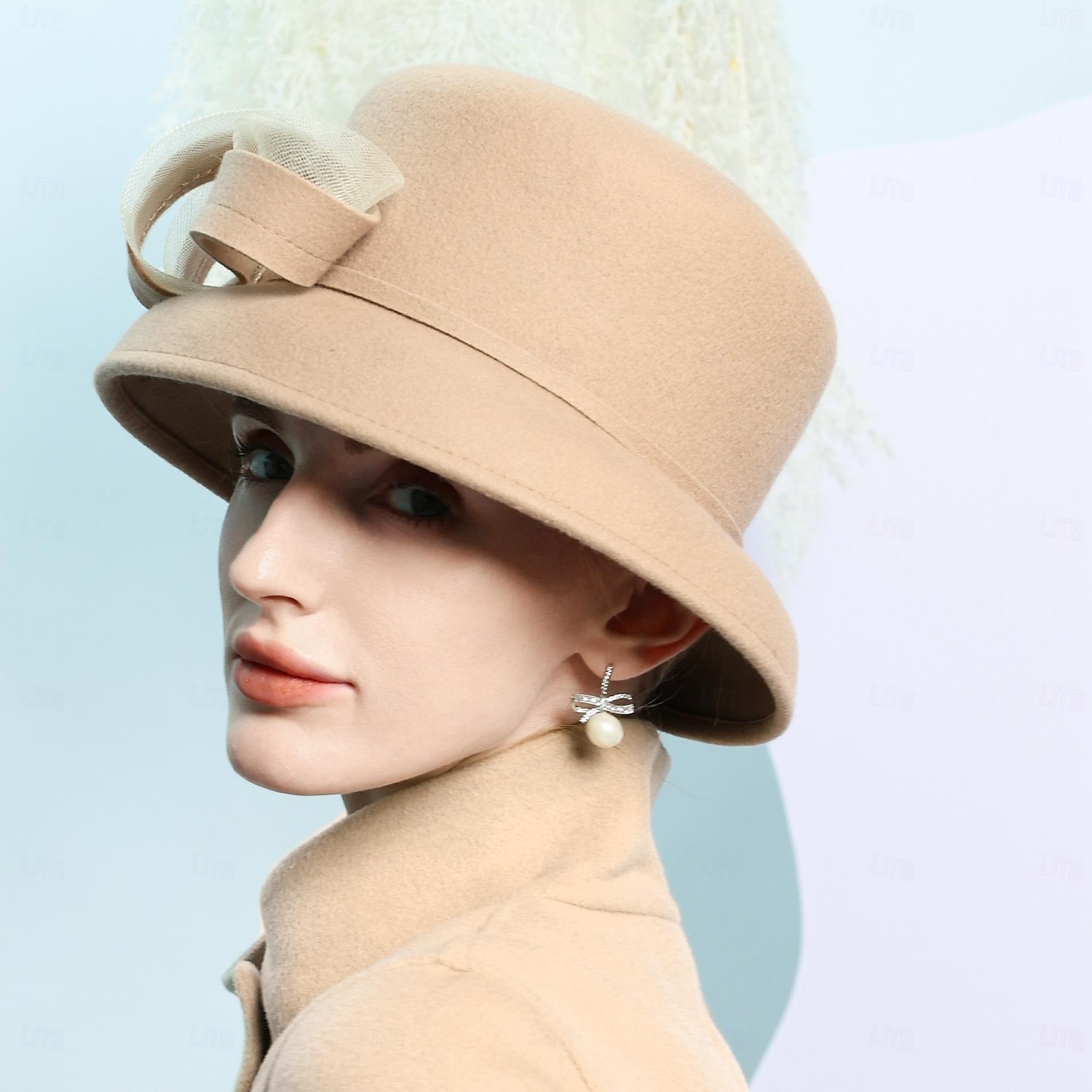 hatter 100% ull bowler / cloche lue bøtte lue bryllup teselskap elegant bryllup med bowknot skjøting hodeplagg hodeplagg 2025 - $74.99 –P5
