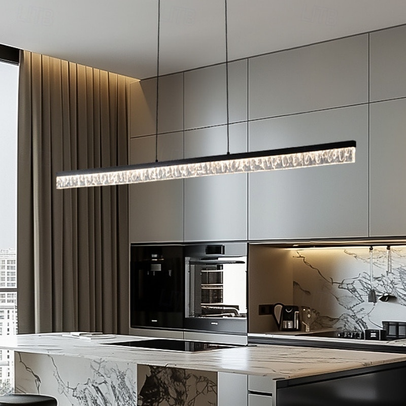 Modern Linear Pendant Light Crystal Style Stepless Dimming with Remote Control Metal Island Lighting Lamp for Dining Room 100cm 110-240V 2025 - $229.99 –P6