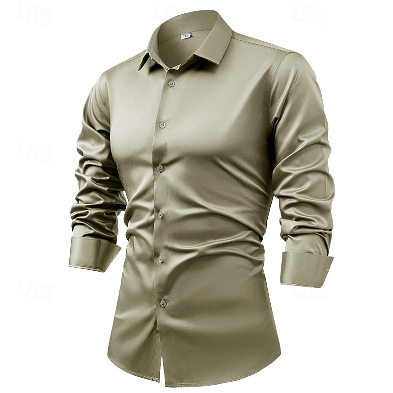 Miesten Paita Pukupaita Button Up paita Tavallinen Häät Juhla Musta Valkoinen Vaalean vihreä Vaaleanpunainen Pitkähihainen Kauluskäänne 봄 & Syksy Vaatetus 2025 - $28.99 –P12