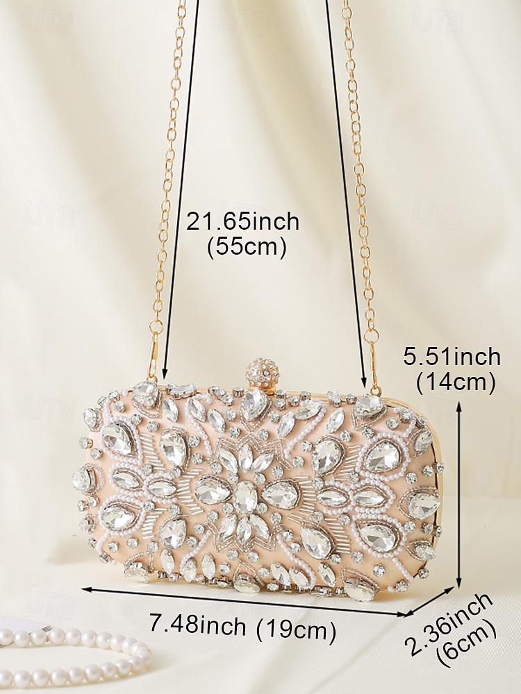 dames clutch met kristallen, elegante avondtas met parel- en strassdetails, perfect voor bruiloften, feesten en formele evenementen zwart zilver goud 2025 - $34.99 –P7