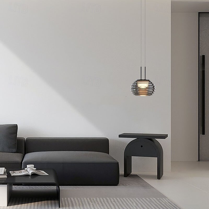 moderno minimalista listrado redondo alumínio vidro led pingente luz 110-240v de 2025 por $160.99 –P4