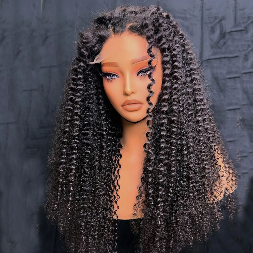 Human Hair 5x5 Closure 13x4 Lace Front Wig Free Part Brazilian Hair Kinky Curly Black Wig 130% 150% Density with Baby Hair Natural Hairline 100% Virgin Glueless Pre-Plucked For Women Long Human Hair 2025 - $235.69 –P4