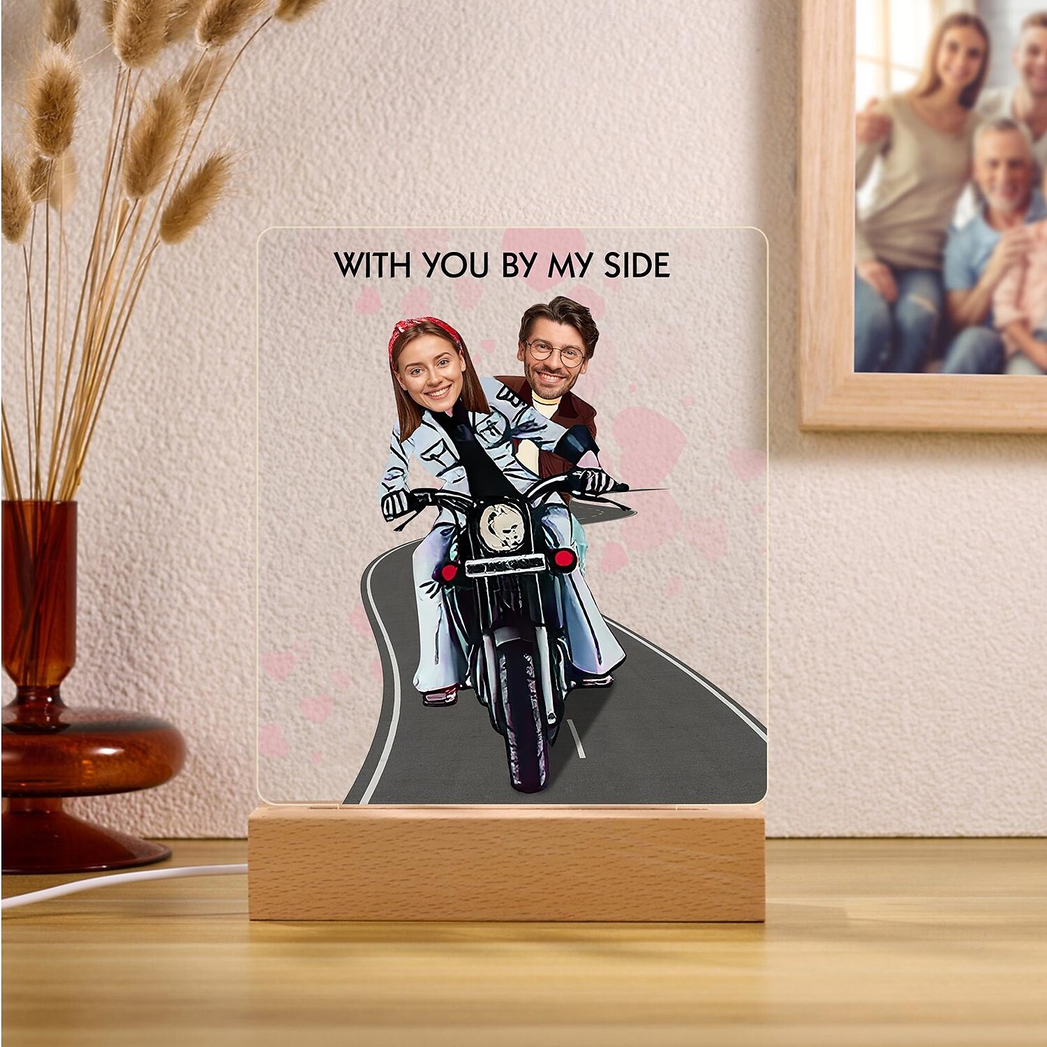 1pc Personalized Acrylic Night Light – Light Up Your Photo Frame Customized Couple Riding Motorcycle Design with Big Head Photos Perfect for Unique Gift for Lovers Couples 2025 - $32.99 –P9