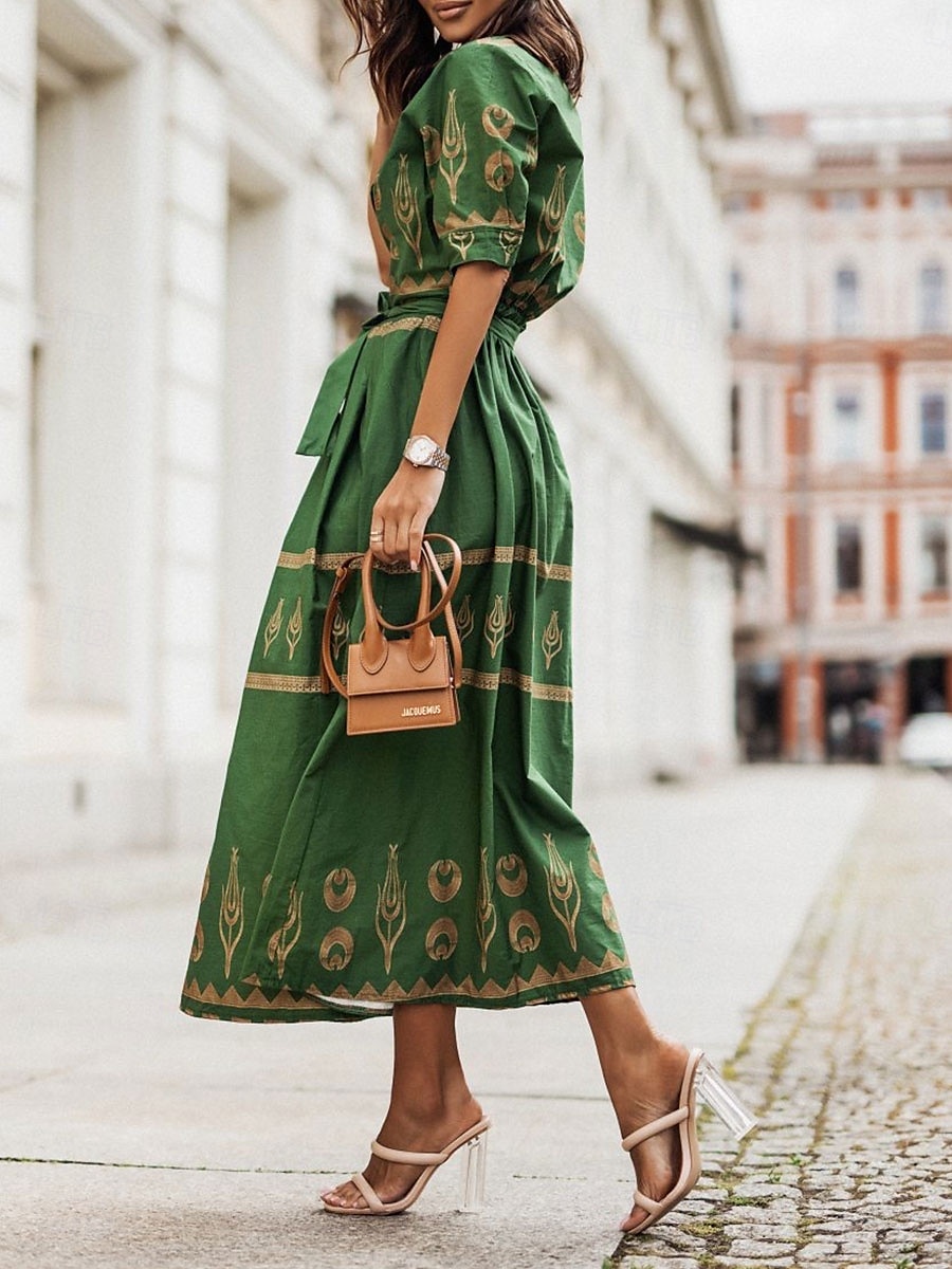 rochie cămașă de damă rochie midi vacanță petrecere afaceri la modă elegantă guler de cămașă nasturi mânecă scurtă vară primăvară grafică lejer 2025 - $41.99 –P2