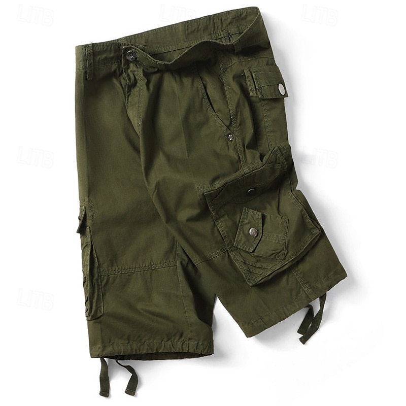Herr Cargo-shorts Vandringsshorts Militär Sommar Utomhus 10" Ripstop Andningsfunktion Snabb tork Dragkedja fram Shorts Underdelar Knälängd Svart Armégrön Bomull Jakt Fiske Klättring XS S M L XL 2025 - $28.99 –P3