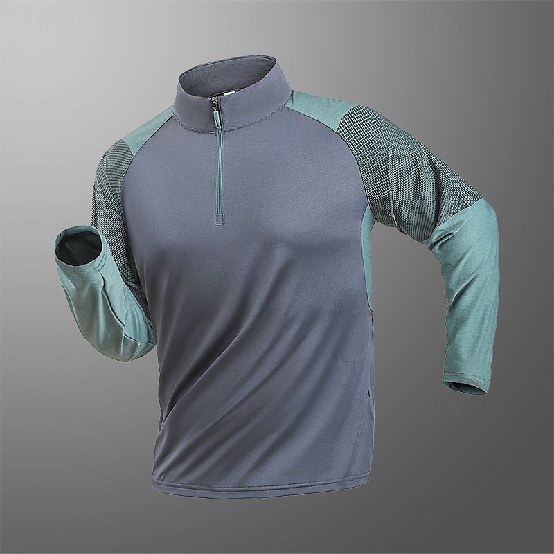 Hombre Camiseta Camiseta para senderismo Manga Larga Cremallera de un cuarto Camiseta Camiseta musculosa Camiseta elástica de culturismo Al aire libre Secado rápido Rutina de ejercicio Suave Reductor 2025 - $21.99 –P6