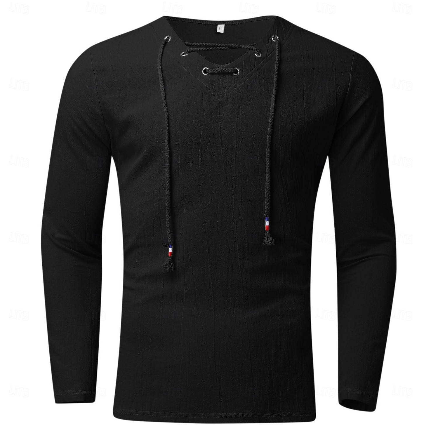 Bărbați Cămașă de in Tricouri Tricou cu maneca lunga Manșon Lung În V Primăvara & toamnă Culoare solidă Casual Cu Șiret Vacanță homewear Alb Top tricou pentru bărbați 2026 - $21.99 –P6