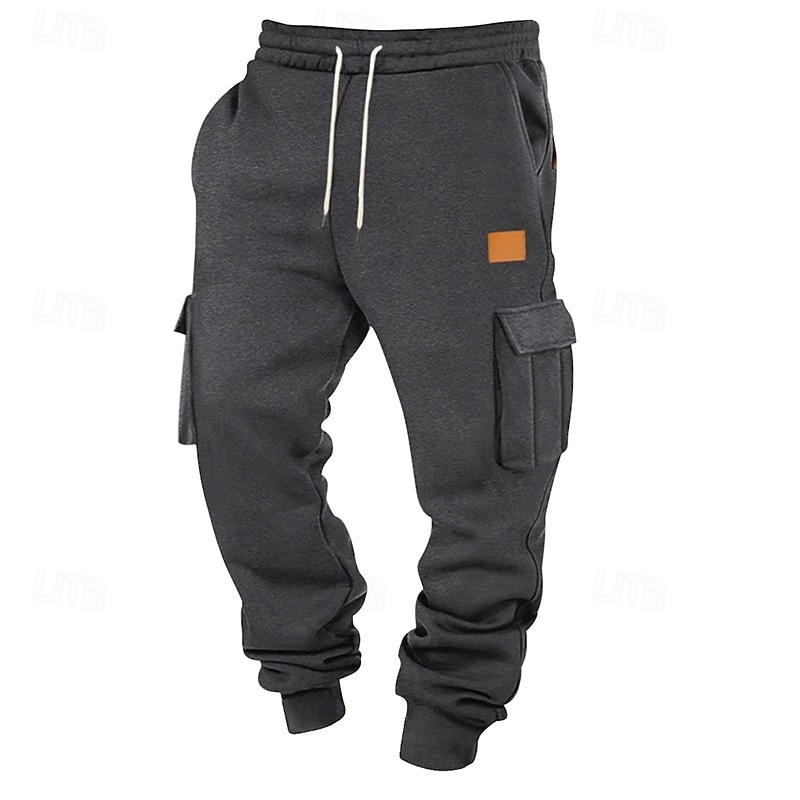 Homens Calça de moletom cargo Corredor Calça esportiva Calças Com Cordão Bolsos Cintura elástica Tecido Conforto Diário Esportes Moda Casual Preto Branco Micro-Elástica de 2026 por $22.99 –P11