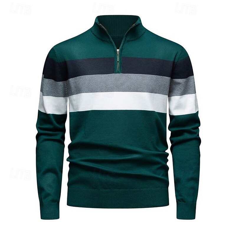 Homme Pull Pulls à quart de zip Pull en tricot A côtes Tricoter Hauts réguliers Tricoté Bloc de couleur Demi fermeture éclair Mode Décontractées Vacances Usage quotidien Vêtement Tenue Automne hiver de 2025 ? $35.99 –P5