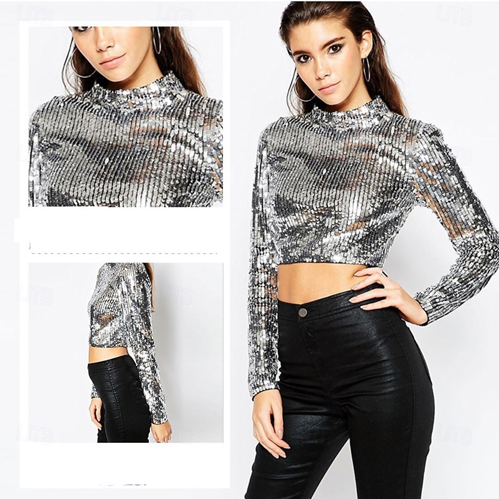 Retro / vintage Lata 80 Crop top Cekiny Strój na bal maskowy Damskie Halloween Bal maskowy Spektakl Parada równości Miesiąc Dumy Dla dorosłych Top 2025 - $38.99 –P5