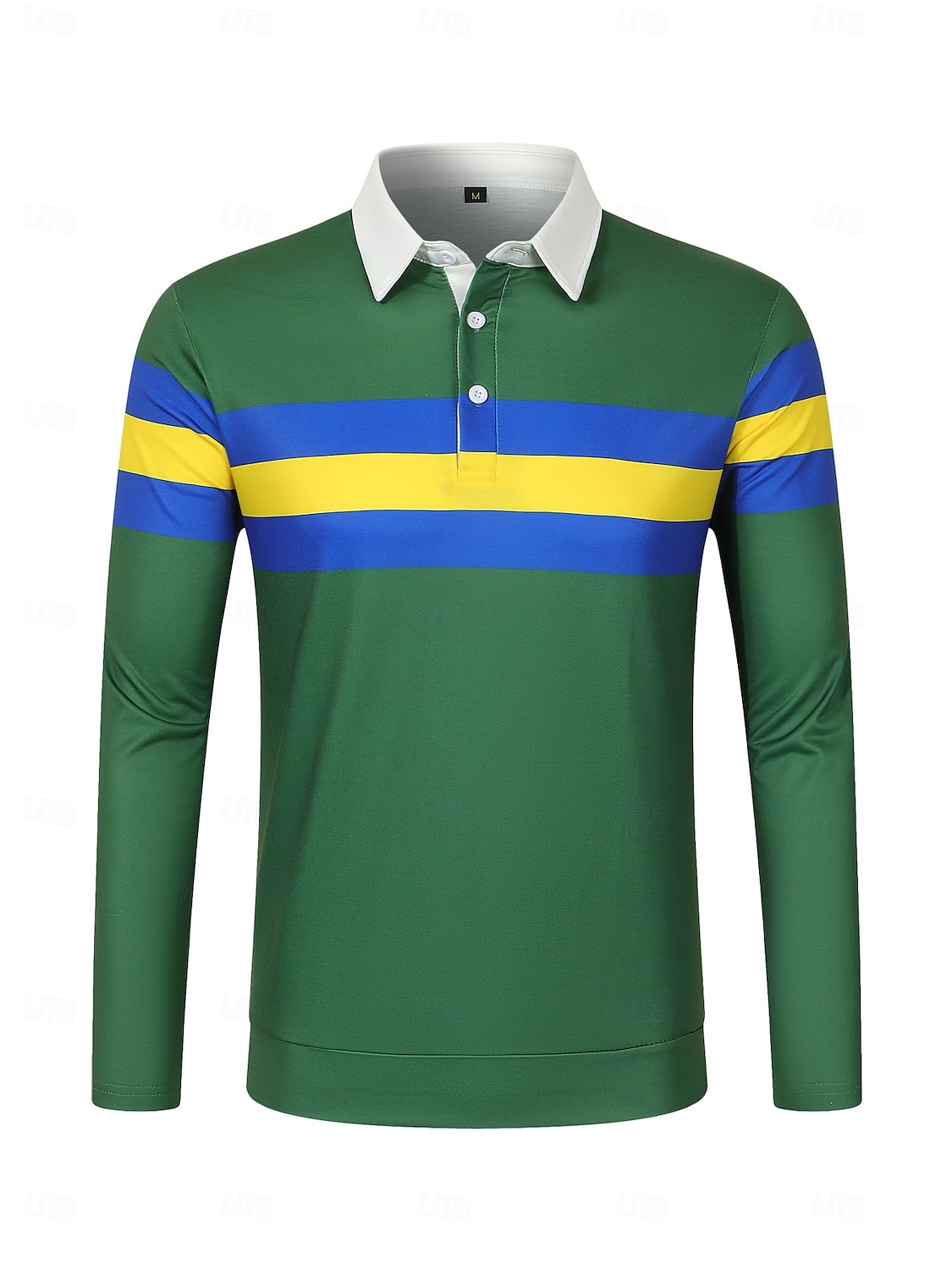 Herren Poloshirts Golf Poloshirts Strasse Geschäft Klassisch Langarm Modisch Basic Farbblock Streifen Knopf Herbst Winter Regular Fit Marineblau Grün Poloshirts 2025 - $23.99 –P2