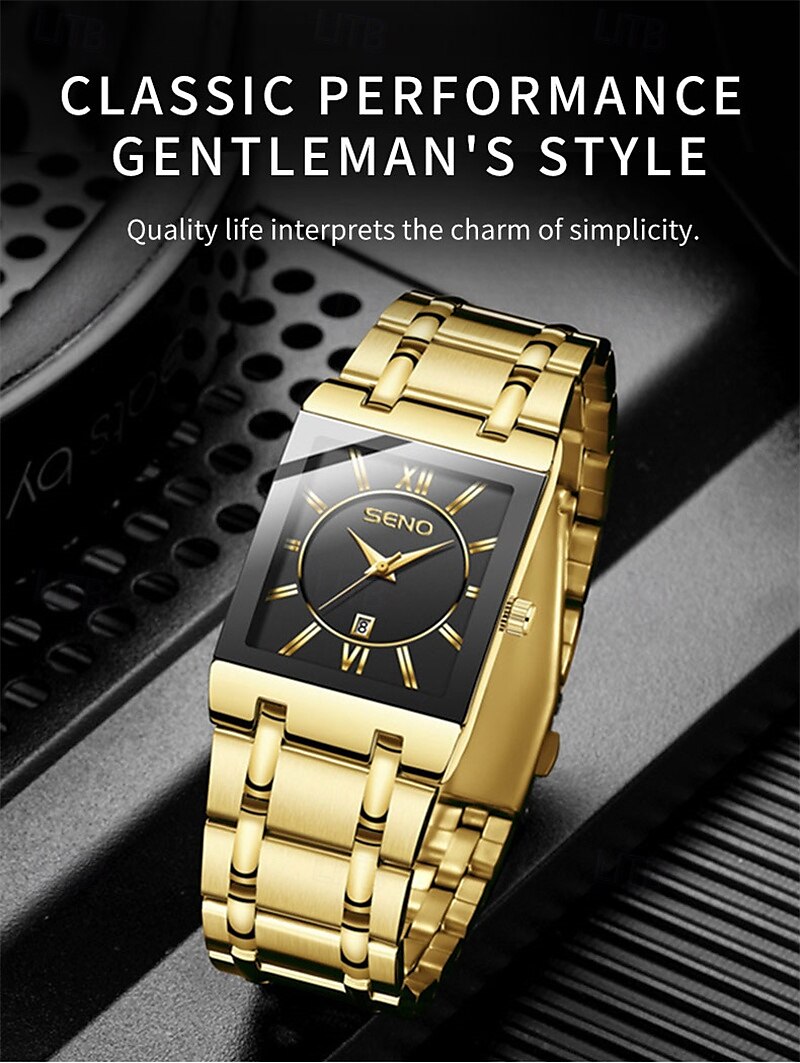New Stainless Steel Fashion Trend Men'S Quartz Watch Calendar Waterproof Simple Leisure Sports Automatic Non-Mechanical Square Watch 2025 - $15.99 –P4