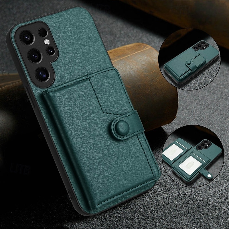 Phone Case For Samsung Galaxy S24 S24 Ultra Plus S24 FE S23 S23 Ultra S23 Plus S22 S22 Plus Ultra S21 FE A55 5G Back Cover with Stand Holder Card Slot Shockproof Retro TPU PU Leather 2025 - $16.99 –P15