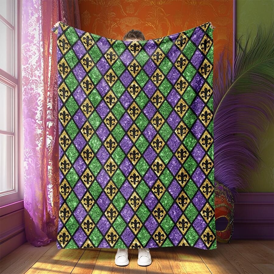 Karnevalsdecke lebendiges und festliches Design perfekt, um Ihrem Raum fröhliches Flair zu verleihen weicher und gemütlicher Stoff für ultimativen Komfort ideal für Sofaüberwürfe, Bettdecken oder zum Reisen leichtes 2025 - $23.99 –P1