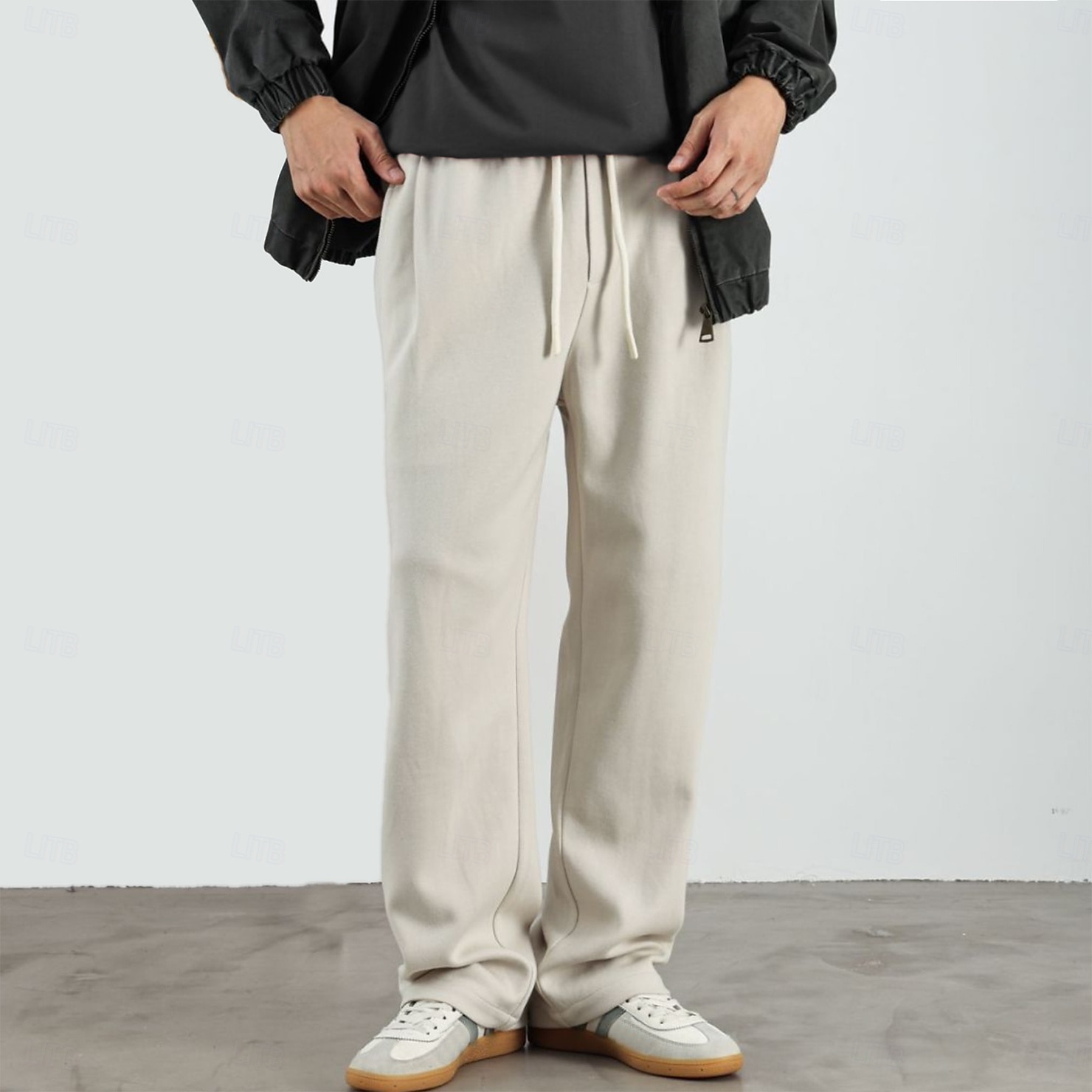Herre Atletisk bukser Aktive bukser Aktiv Joggere Helfarge Full lengde utendørs Feriereise Hjem Sport Mote Navyblå Beige Mikroelastisk 2025 - $26.99 –P3