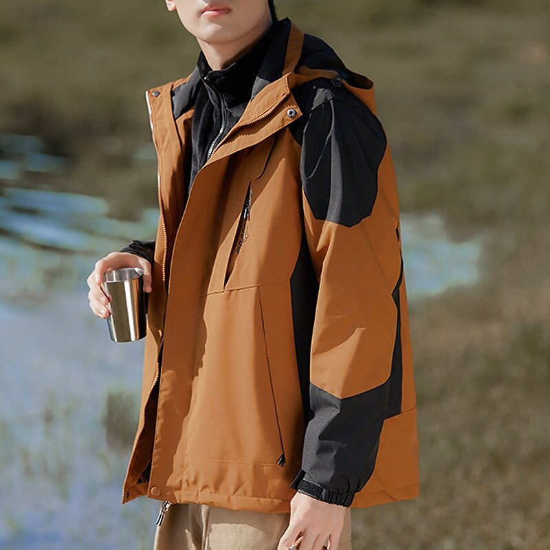 Herren Soft Shell Jacke Wanderjacke Winter Draussen Patchwork warm Fleece-Futter Windundurchlässig Wasserdicht 3-in-1-Jacke Winterjacken Windbreaker-Jacke Reisen Dunkelgrau Schwarz Elfenbein Gelb Rot 2025 - $84.99 –P9