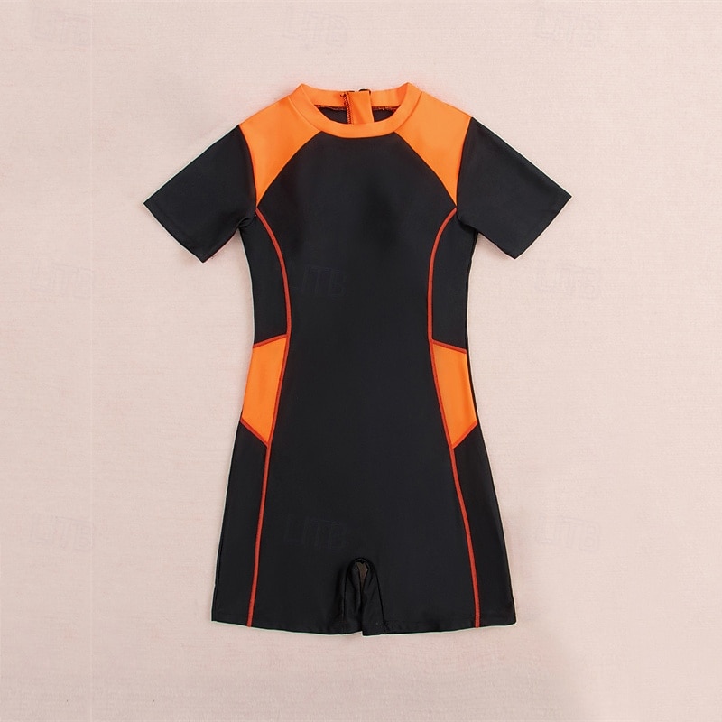 Dames Uitslagbescherming Zwempak Lapwerk Sneldrogend Lichtgewicht Ademend Korte mouw Romper Badpak Surfen Strand Watersport Zomer 2026 - $27.99 –P6