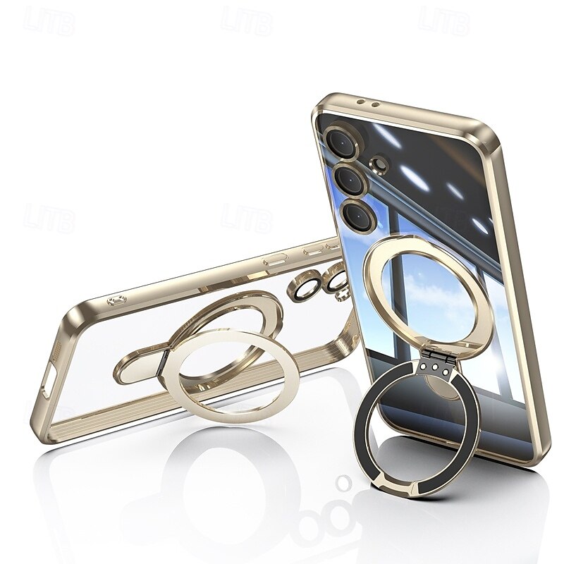 Handyhülle für Samsung Galaxy S24 Ultra S24 Plus S24 FE S25 Ultra Rückseite mit Ständerhalter magnetische Unterstützung kabelloses Laden Retro Beschichtung 2025 - $18.99 –P2
