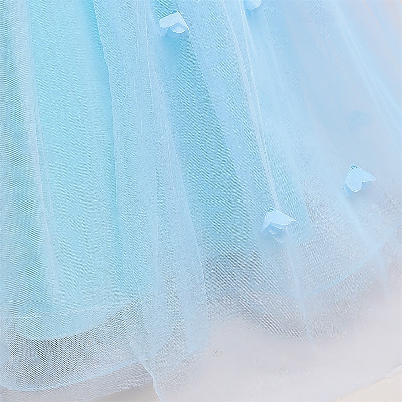 Flower Girl Dress Kid's Girls' Princess Dress Performance Wedding Party Elegant Beautiful Mesh Solid Color Sleeveless Crew Neck Light Pink White 4 years+ 2025 - GBP £37 –P4