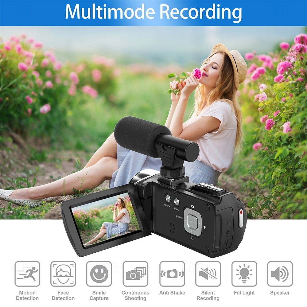 2025年 ビデオカメラ、ビデオカメラ、HD 4K、48MP、ビデオレコーダー、カメラ、ビデオブログ用カメラ、DV、ビデオカメラ、デジタルズーム コレクション – $147.99 –P6