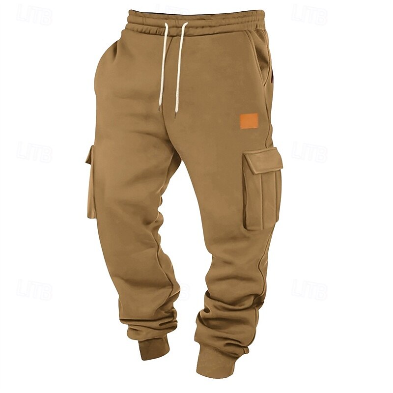 Homens Calça de moletom cargo Corredor Calça esportiva Calças Com Cordão Bolsos Cintura elástica Tecido Conforto Diário Esportes Moda Casual Preto Branco Micro-Elástica de 2026 por $22.99 –P10