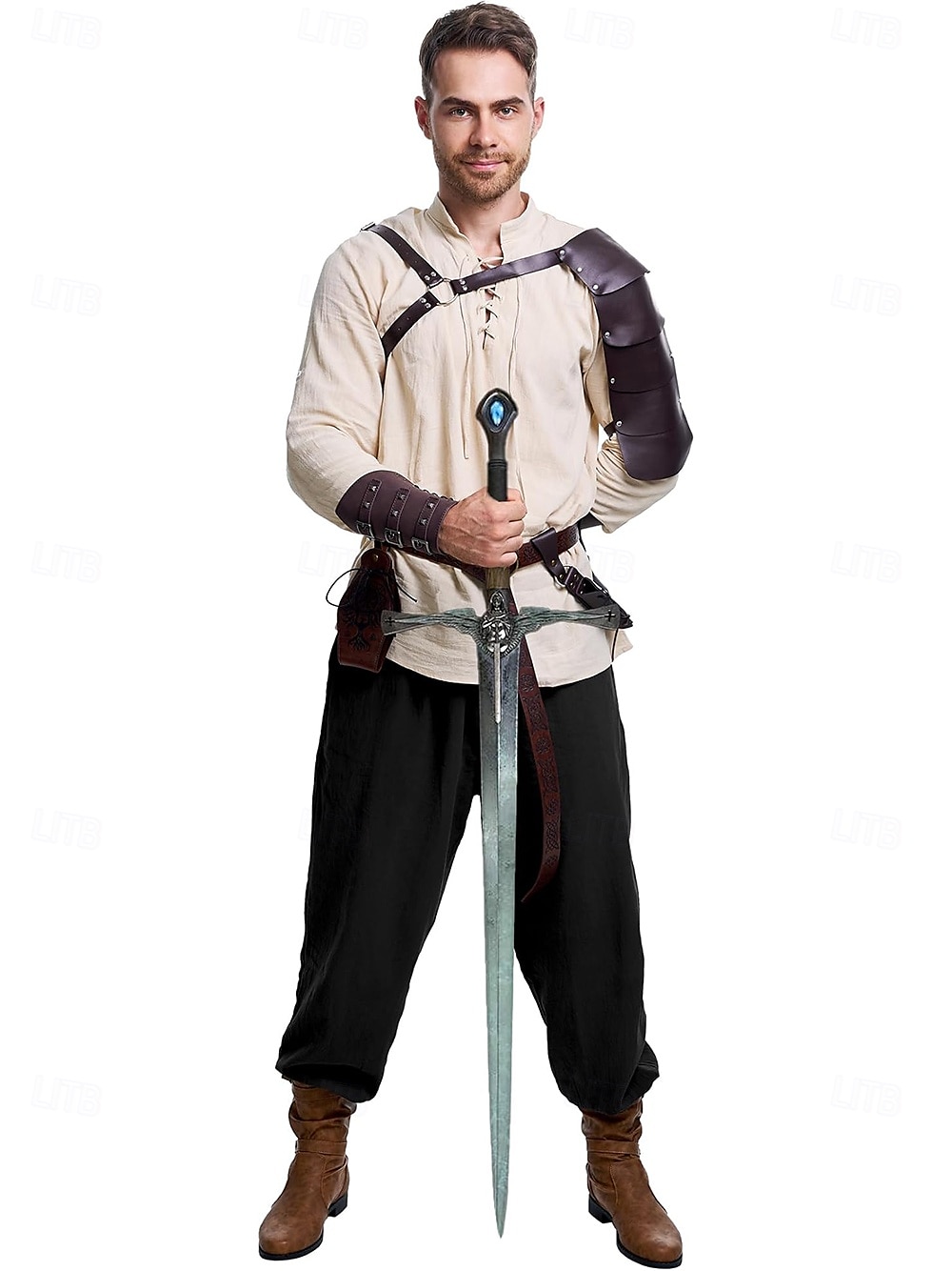 Rétro Vintage Médiéval Renaissance Pantalon Costume de cosplay Tenues Ren Faire Homme Viking Fantaisie Halloween Carnaval Mascarade Carnaval Performance LARP Adulte Chemise Pantalon Ceinture de 2025 ? $76.99 –P7