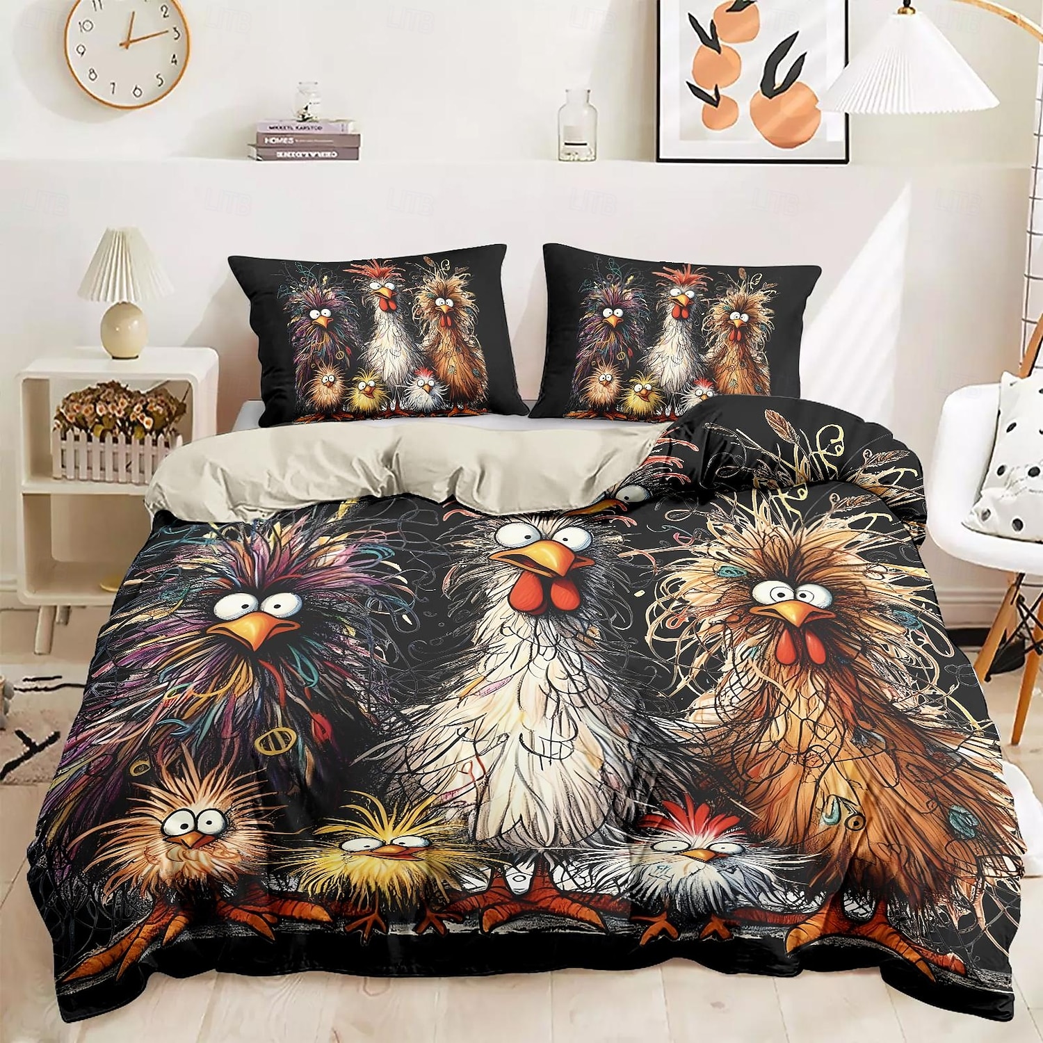 Rooster Funny Duvet Cover Set 100% Cotton Soft and Comfortable Bedding Set with Fun Rooster Print Cozy and Stylish Perfect for Bedroom Decor Easy Care and Machine Washable 2025 - $60.99 –P15