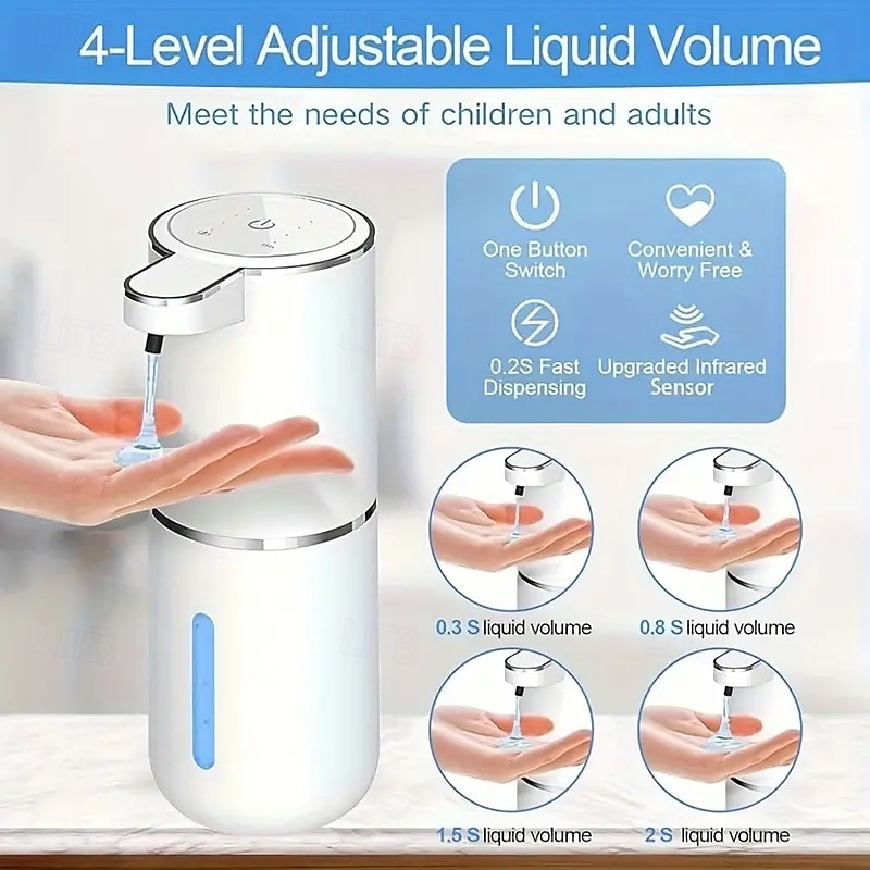 Distributeur de savon automatique d'une capacité de 380 ml - rechargeable par USB sans contact et technologie de détection de mouvement de 2025 ? $43.99 –P7