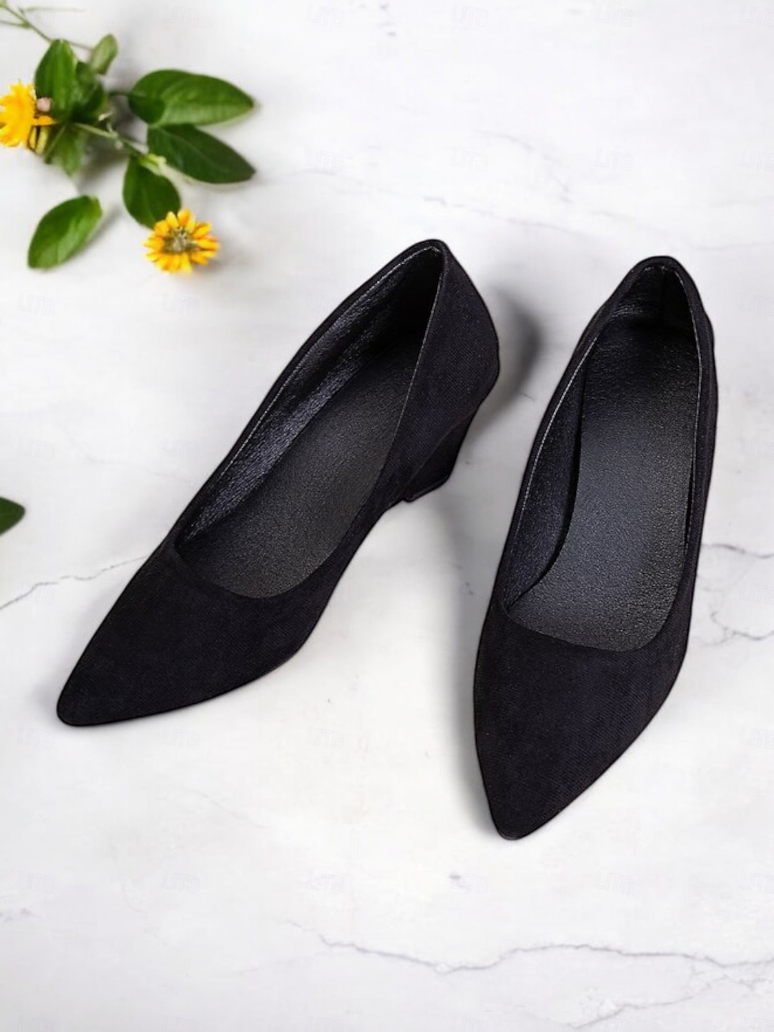 escarpins compensés à bout pointu en faux suède noir pour femmes - chaussures élégantes et confortables pour le bureau et les événements formels de 2025 ? €28.1 –P7