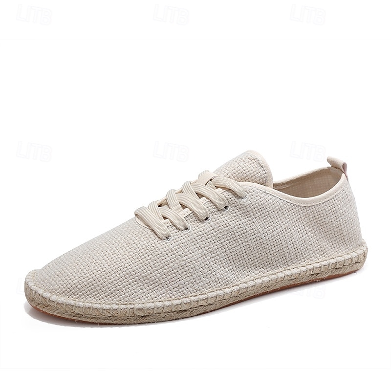 scarpe espadrillas da uomo in tela beige con lacci e suola in corda di juta – comode calzature estive casual del 2025 a $32.99 –P2