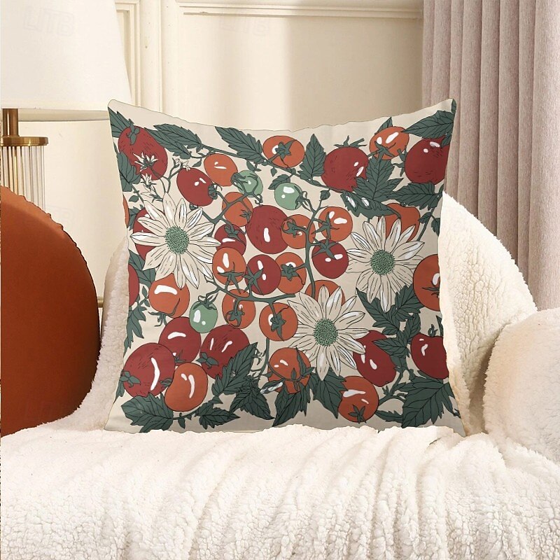 Housse de coussin décorative 1 pièce, housse de coussin carrée douce pour chambre à coucher, salon, canapé, chaise, tomates de 2025 ? $12.99 –P1