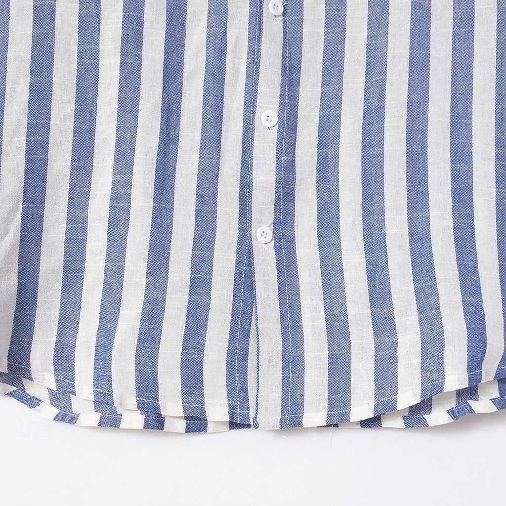 Per uomo Camicia camicia di lino Camicia in lino e cotone Camicia estiva Camicie A strisce Attività commerciale Casual / quotidiano Giallo Rosa Blu marino Verde Manica lunga Collo ripiegabile del 2025 a $26.99 –P11