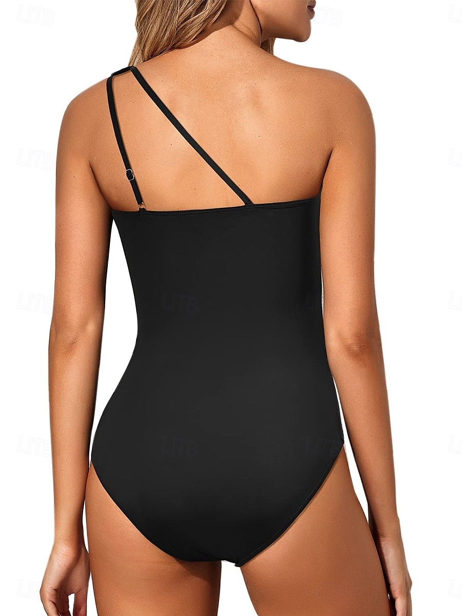 Pentru femei Costume de Baie O bucată Monokini Costum de baie Fără Spate Controlul abdomenului Talie Înaltă Zvelt Vacanță Costum de plajă Culoare solidă Gât asimetric Fără manșon Costume de baie 2025 - $24.99 –P2