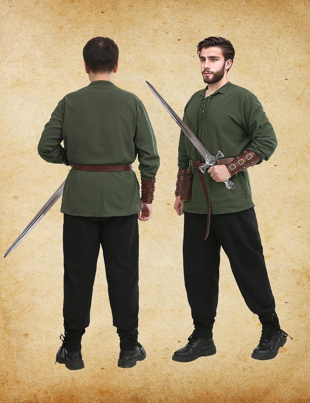 Retro Středověké Renesanční Kalhoty Úbory Pásek Ren Faire Pánské Viking Fantazie předvečer Všech svatých Karneval Plesová maškaráda Karneval Výkon LARP Dospělé Tričko Kalhoty Pásek 2025 - $51.99 –P4