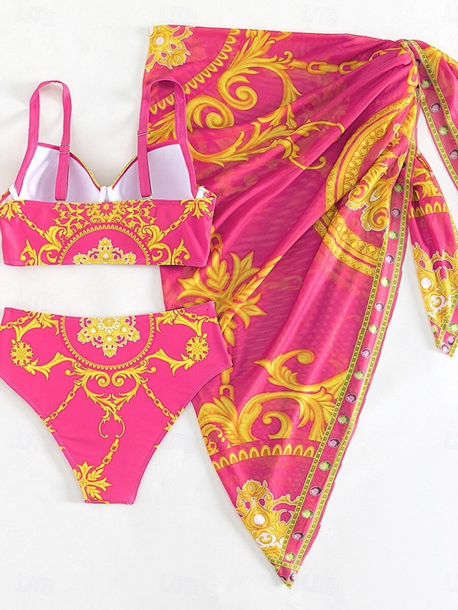 Dames Zwemkleding Bikini 2 stuks Rok Zwempak Blote rug Slank Vakantie Strand Kleding Bloemig Halternek Mouwloos Badpakken 2025 - $34.99 –P5