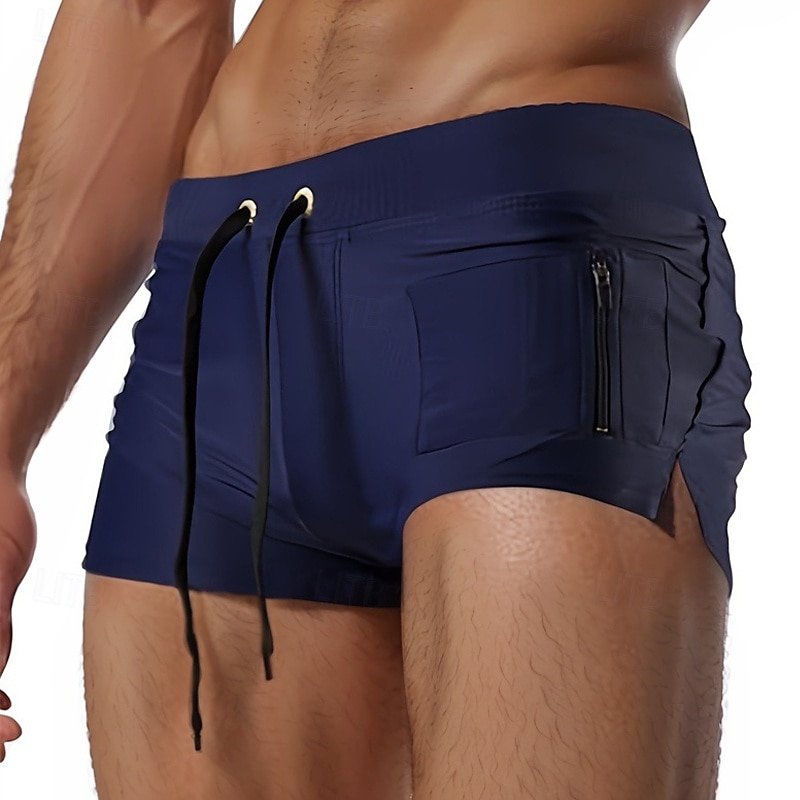 Herr Badshorts Snabb tork Bekväm Andningsfunktion Badkläder Underdelar Snörning Surfing Strand Vattensport Simmning Solid färg Sommar 2025 - $12.99 –P9