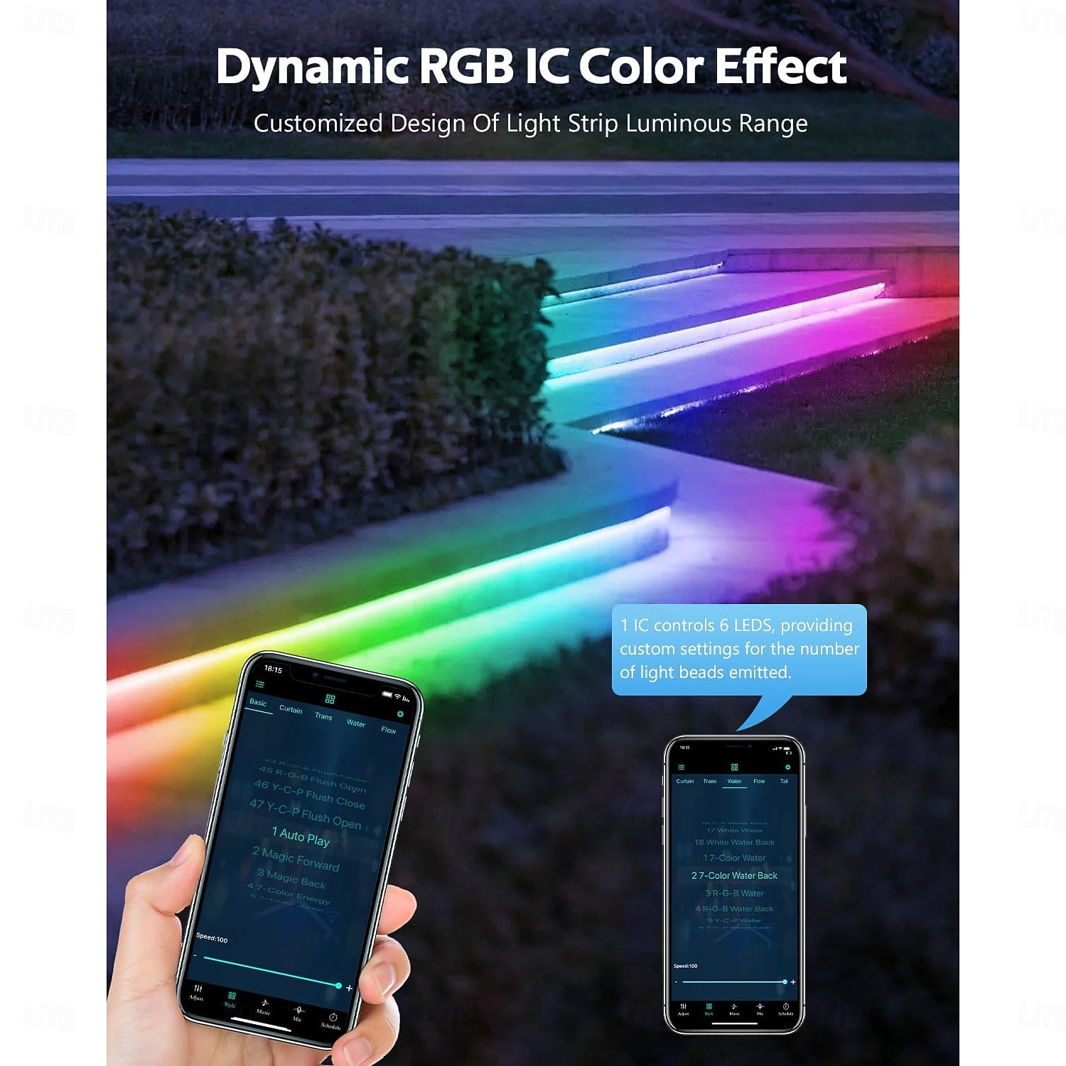 2025年 16-100フィートのスマートRGB IC LEDライトストリップ - 寝室や屋外用のアプリと音楽同期機能付き防水マルチカラーチェイスライト  コレクション – $103.19 –P7