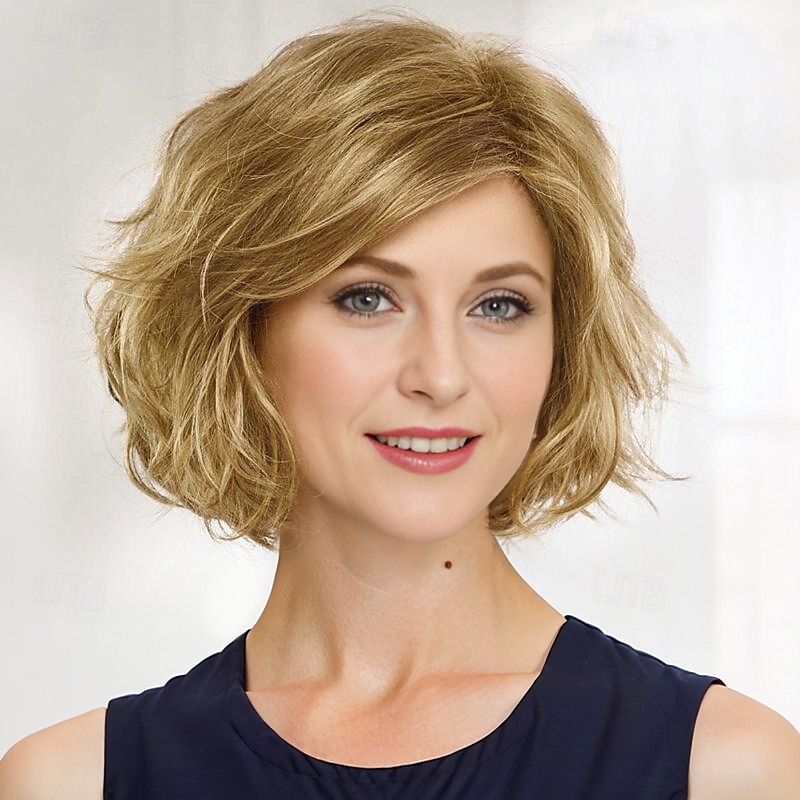 Perruque de mode pour femmes perruques synthétiques blondes courtes perruque bouclée perruques synthétiques naturelles moelleuses pour un usage quotidien de fête de 2025 ? $18.49 –P1