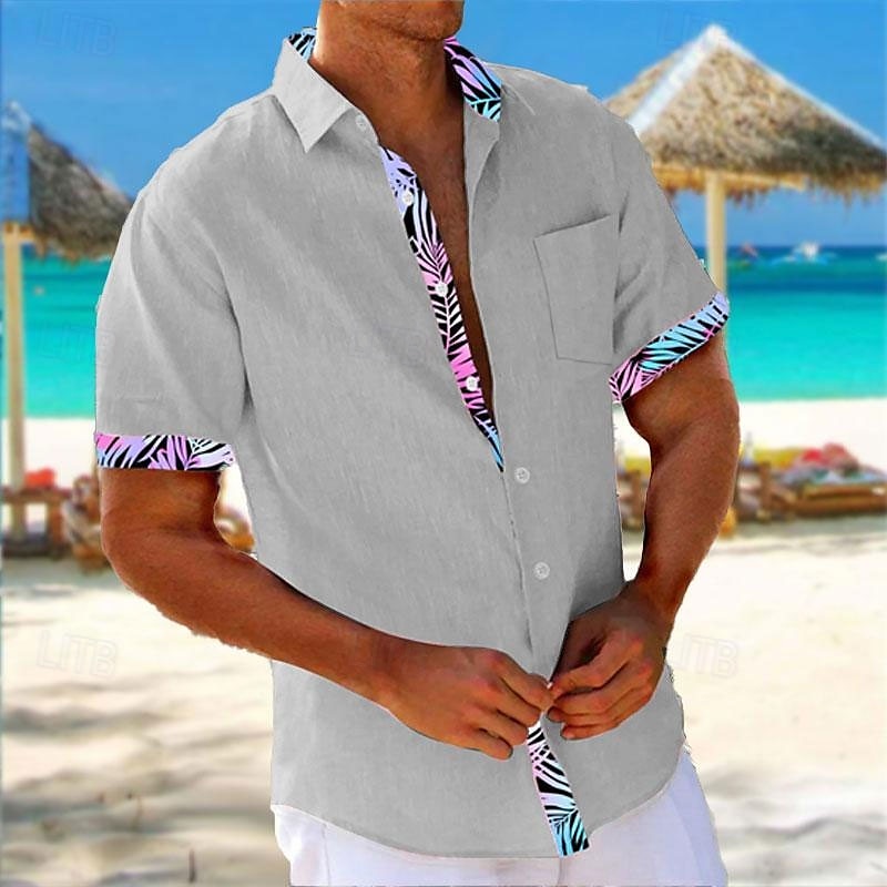 Herr Ensfärgat Blommig Blomtryck Hawaii skjorta Aloha skjorta Tryckta skjortor Kort ärm Skjorta Nedvikt Hawaiisk Tillflykt Utomhus Semester Helgdag Vit Gul Rodnande Rosa S M L 2025 - $12.49 –P7